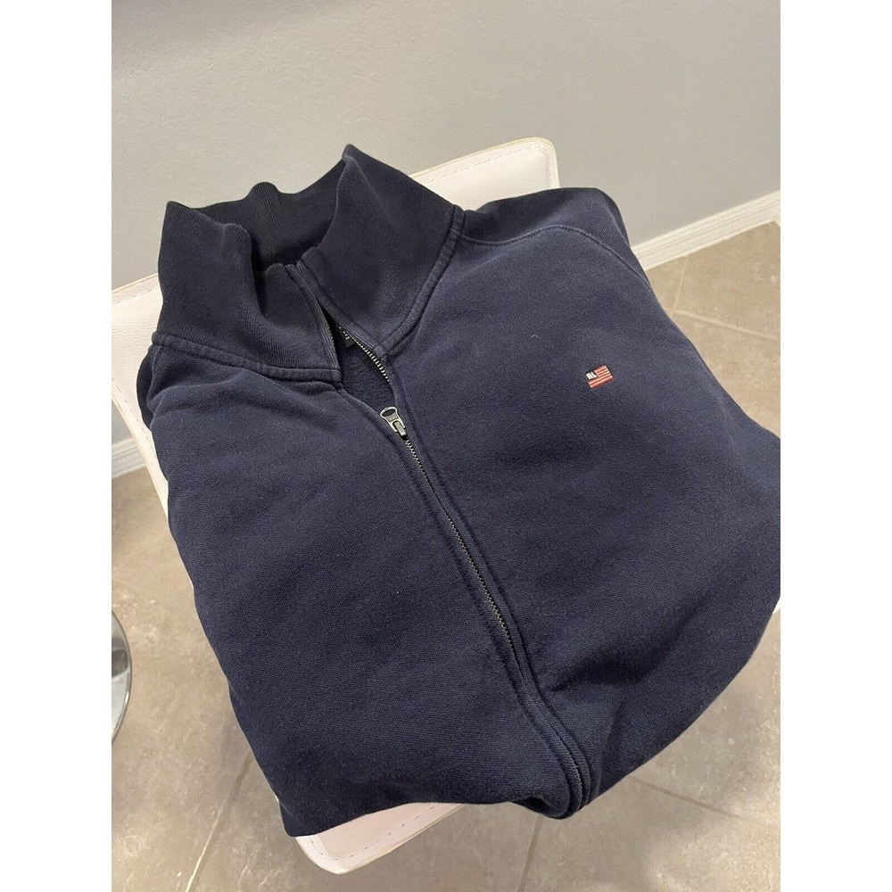 Vintage Ralph Lauren Polo Jeans Co Zip Up Sweater Sz L Mini Flag